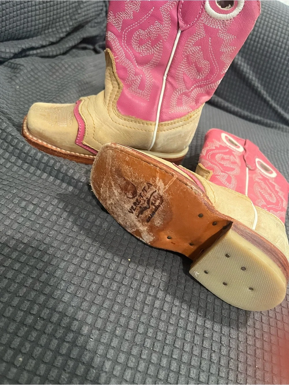 Girls Pink and Tan Western Pull-On Cowboy Boots
